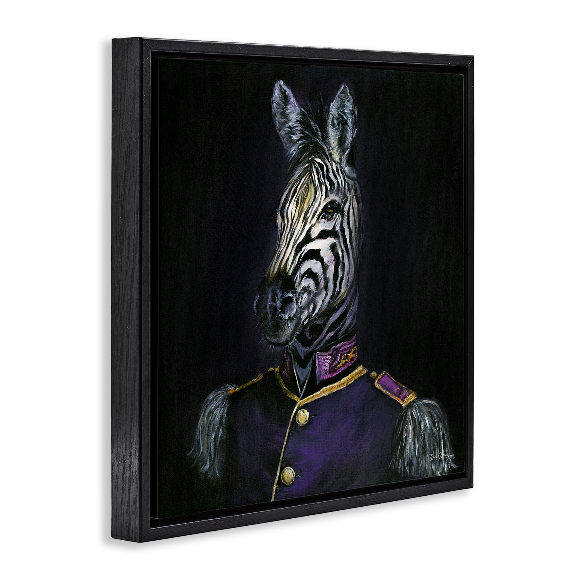 Stupell Industries Historical Coat Zebra Novelty & Humor Painting Black Floater Framed Canvas Art Print Wall Art, 25 x 25