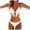 White, variant on GEWSEY Women's Fringe Trim Halter Triangle Tie Side Bikini 2 Piece Thong Swimsuit (Black, L)