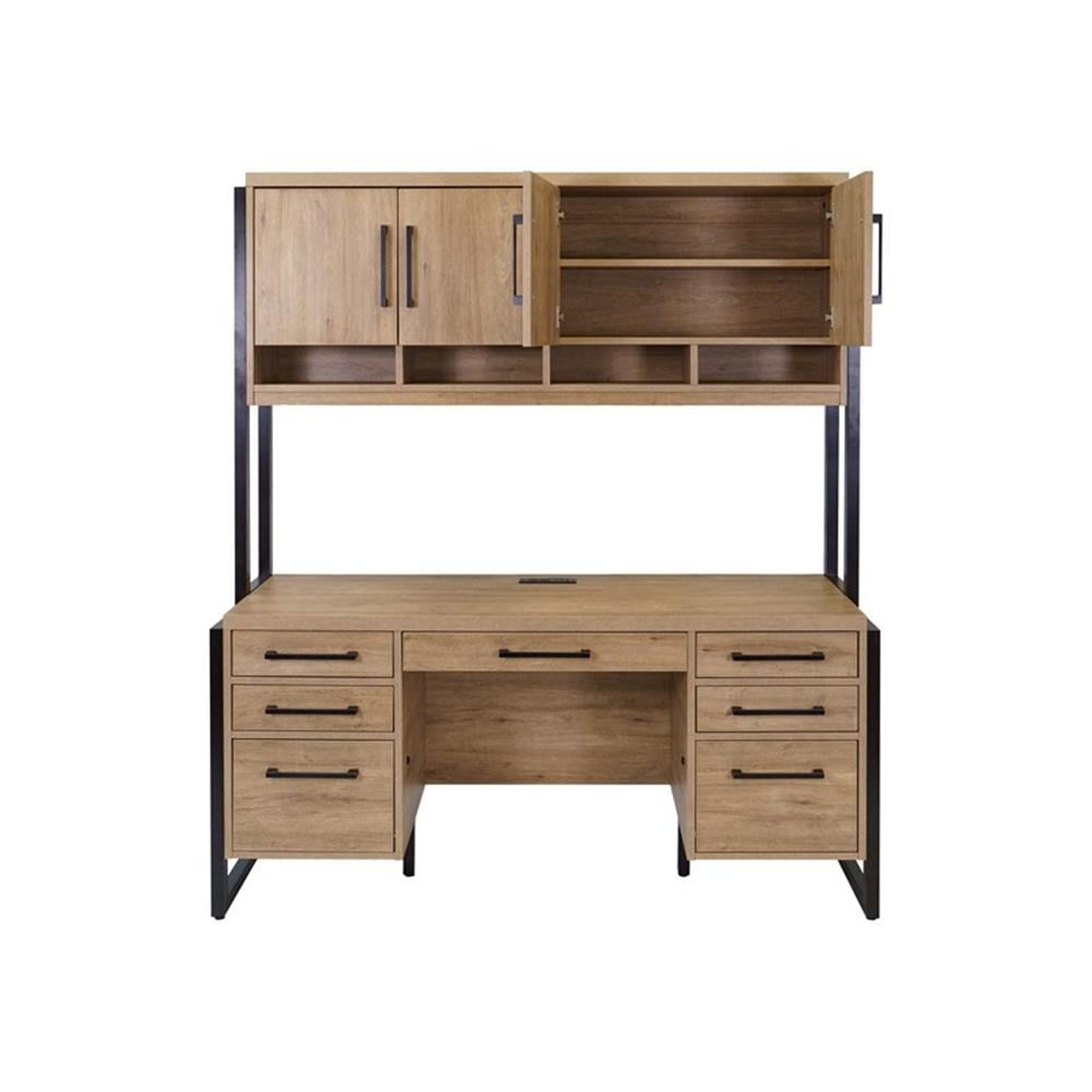 Modern Wood Laminate Office Desk Fully Assembled Light Brown