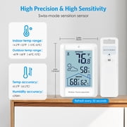 Acurite Weather Station, AMIR Indoor Thermometer with 328ft Remote Sensor Outdoor Thermometer Humidity Gauge for Home Greenhouse Office Bedroom