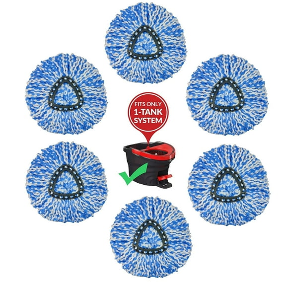 Dobrydom 6 Packs Spin Mop Replacement Head for O-Cedar Spin Mop Refill 1TANK Easy Wring Microfiber Cloth Mop Machine Washable