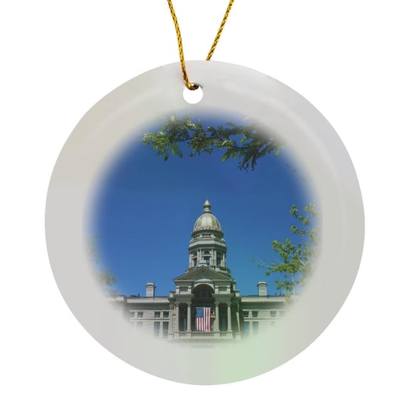 3drose, Dome, Capitol Building, Cheyenne, Wyoming - Us51 Bba0031 - Bill Bachmann, Circle Porcelain Ornament