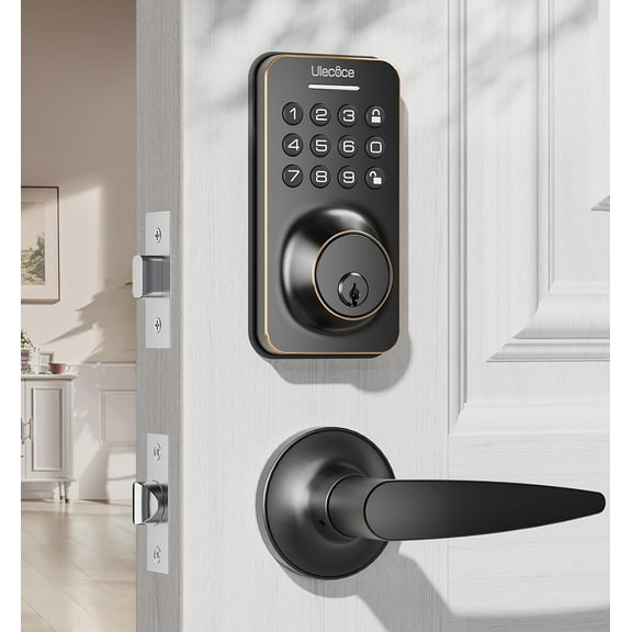Open Box ULECOCE KEYLESS ENTRY DOOR LOCK DEADBOLT HANDLES SETS KEYDOOR LOCK WZ-U18L-ORB