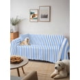 thumbnail image 6 of Blue White Stripe Couch Cover Sofa Covers 3 Cushion Sectional Couch, Modern Minimalist Geometric Striped Washable Sofa Covers Slipcover Sectional Sofa Cover, Furniture Protector 71"x150", 6 of 9