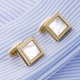 thumbnail image 2 of 1 par de gemelos cuadrados de estilo francés para camisa, gemelos de boda clásicos (dorados), 2 of 4