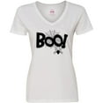 thumbnail image 3 of Inktastic Halloween Boo with Spider and Web in Black Women's V-Neck T-Shirt, 3 of 5