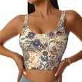 thumbnail image 2 of Uemuo Floral With Birds Pattern Women's Sports Bra - High Impact Support, Breathable, and Comfortable Athletic Bra for Running, Yoga, and Workouts, 2 of 9