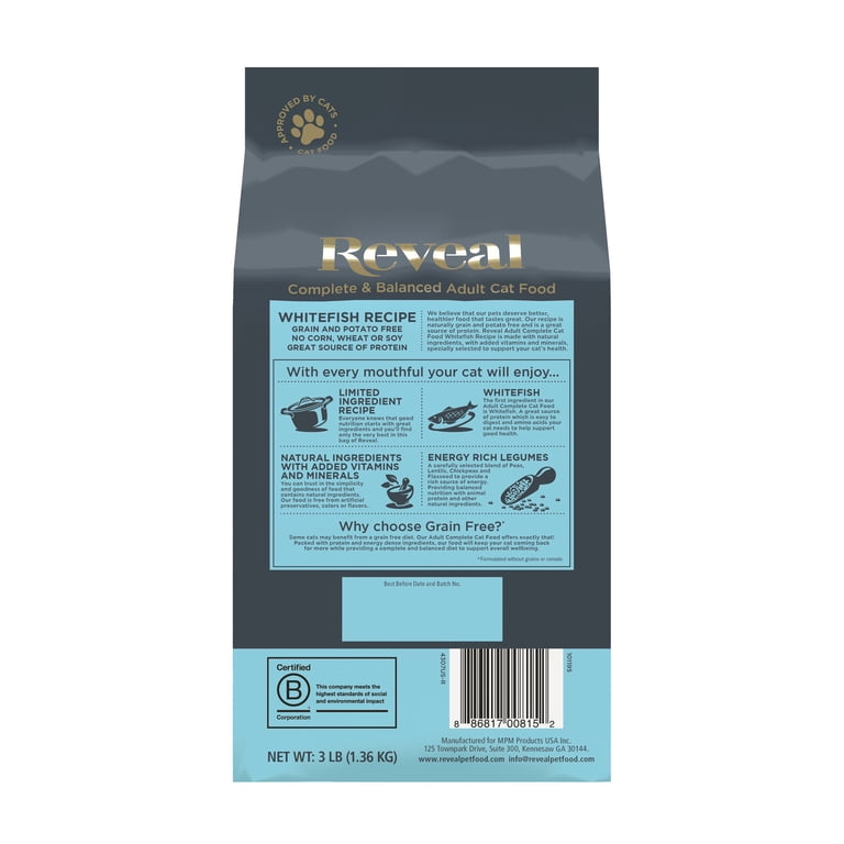 Reveal Pet Food Natural Grain Free Dry Cat Food, Whitefish, 3 Lb photo 7