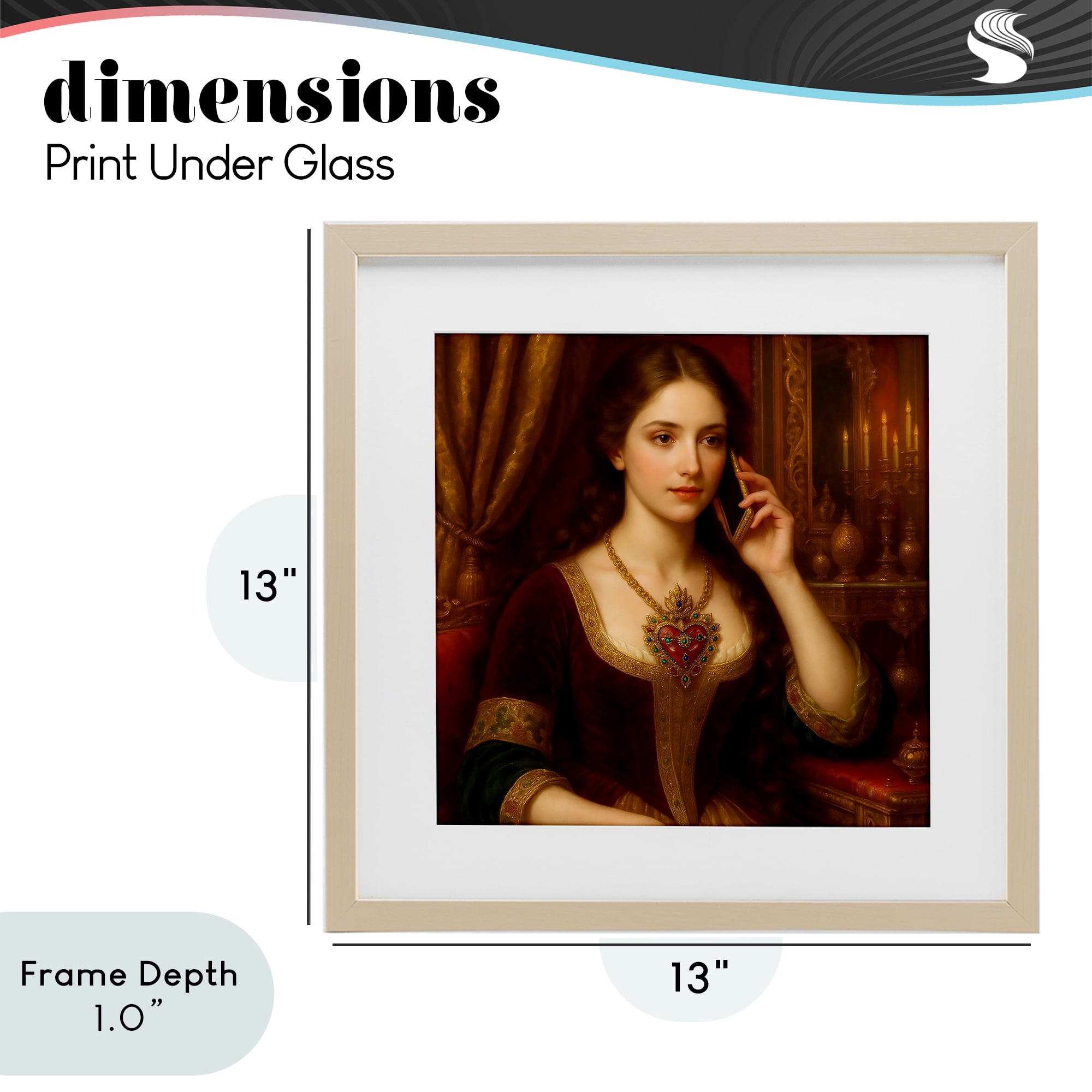 Stupell Industries Rococo Woman with Cell Phone Birch Framed Print Under Glass, design by Grotto Studios