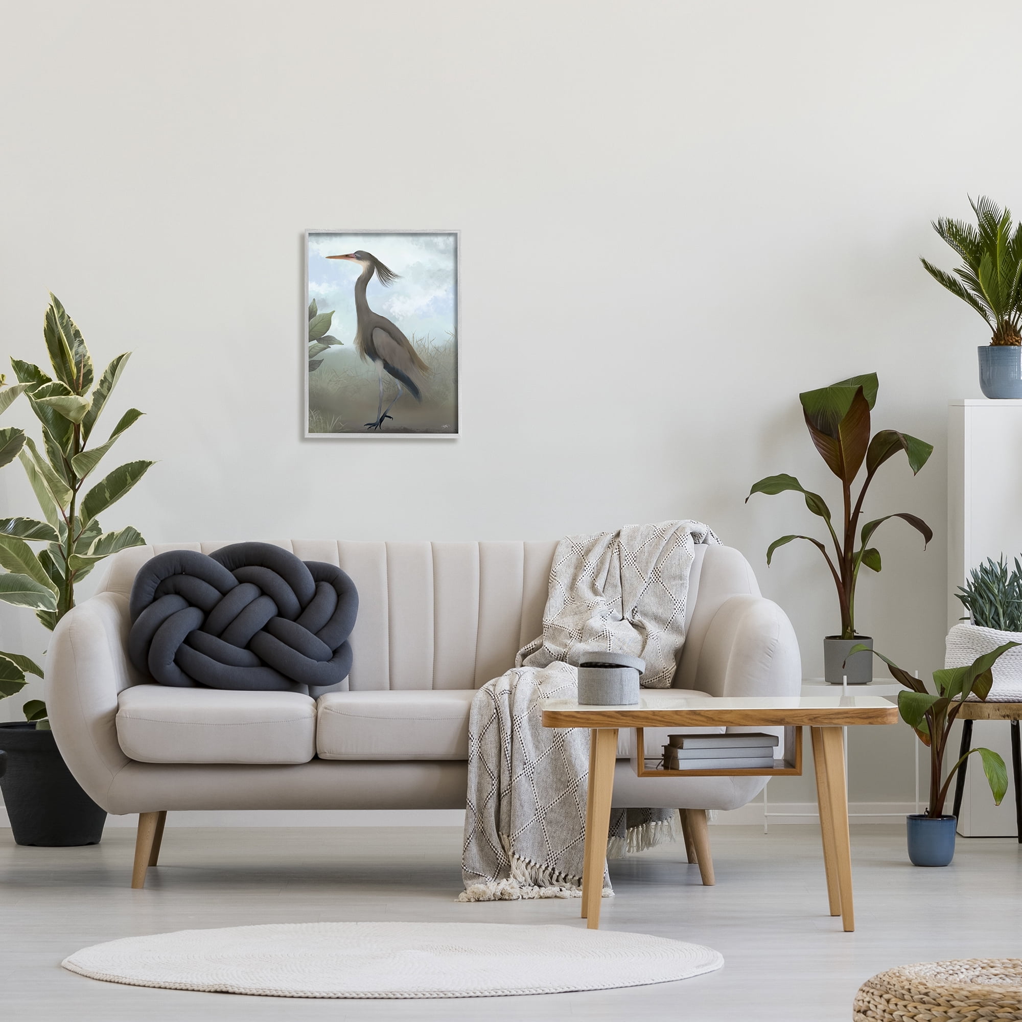 Stupell Industries Grey Heron Painting Animals & Insects Painting Gray Framed Art Print Wall Art, 16 x 20