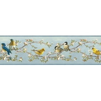 Chesapeake Vandalia Sky Songbird Border Prepasted Non Woven Blend Wallpaper, 6.5-in by 15-ft, 8.1 sq. ft.