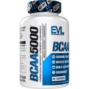 Evlution Nutrition BCAA5000 Capsules 5 Grams of Branched Chain Amino Acids (BCAAs) Essential for Performance, Recovery, Endurance, Muscle Building, No Sugar (30 Servings, 240 Capsules, Unflavored)