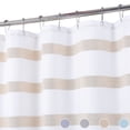 thumbnail image 3 of Bathroom Waterproof Striped Shower Curtain, Grommets Top Weave Textured Shower Curtain, 3 of 8