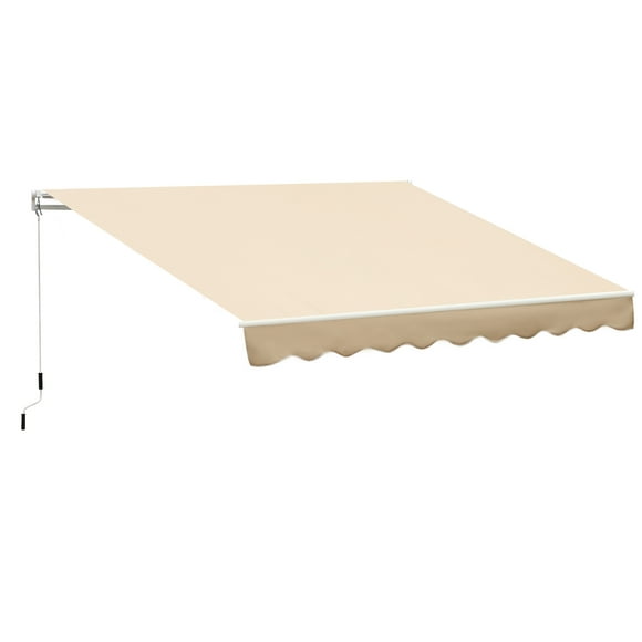 Outsunny 10' x 8' Manual Retractable Awning Shelter w/ Crank, Beige