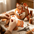 thumbnail image 5 of DIY Animal Pumpkin Sewing Kit, Woodland Animal Fabric Pumpkin Craft Supplies, Creative Indoor Fall Home Decoration Bear, 5 of 5