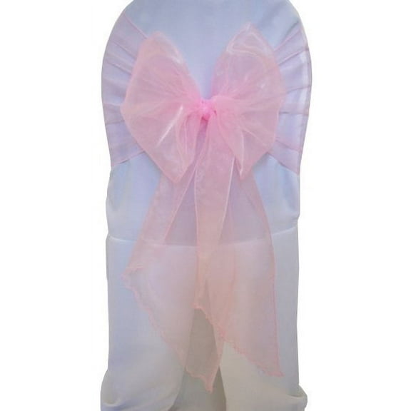 Wedding Linens Inc. (10pcs) 12" x 116" Organza Sheer Chair Sashes Chair Sash Bow ties with Angle end style for Wedding Party Catering Banquet Decoration Events - Pink