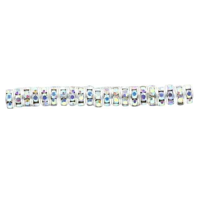 50 Pcs Perles Intercalaires en Strass Rondelle Bijoux Cristal Multi-Couleurs Boucles d'Oreilles Collier Accessoires Blanc AB