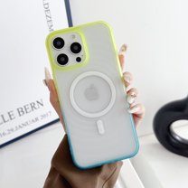 Compatible with iPhone 16 Pro Max Case, Magnetic Case [Compatible with MagSafe] Slim Thin Cute and Unique Gradient Women Girls Shockproof Protective Phone Case for iPhone 16 Pro Max, Yellow Lightblue