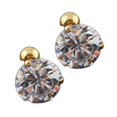 thumbnail image 4 of Ear Studs Anti-allergic Cubic Zirconia Stainless Steel 3 Prong Design Earrings For Daily Life, 4 of 5