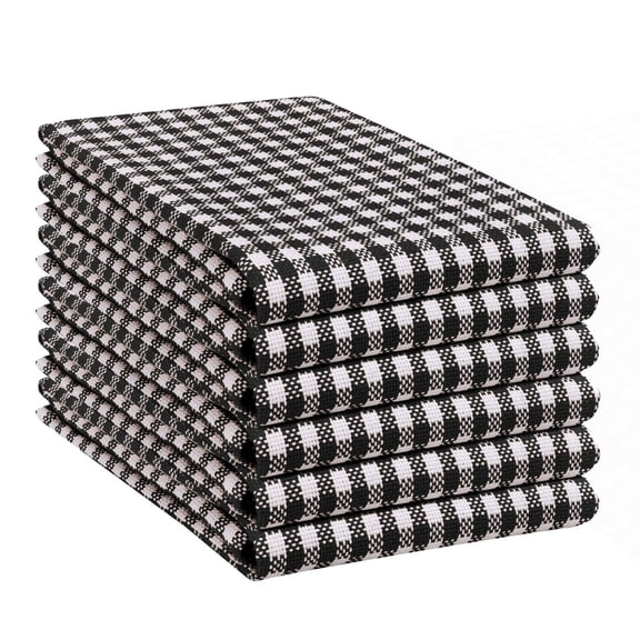 Native Fab Mini Checks Kitchen Towel, Set of 6, Cotton, 15x25 Black White
