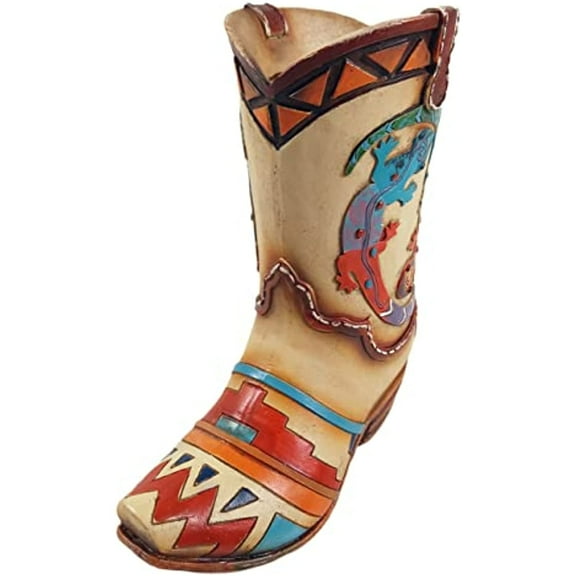 Urbalabs Western Lizard Cowboy Boot Vase South Western 7 Inch Brown Tribal Cowboy Boot Flower Vase Decorative Cowboy Boots Vases Home Office Rustic Decor Country Living Wedding Centerpiece