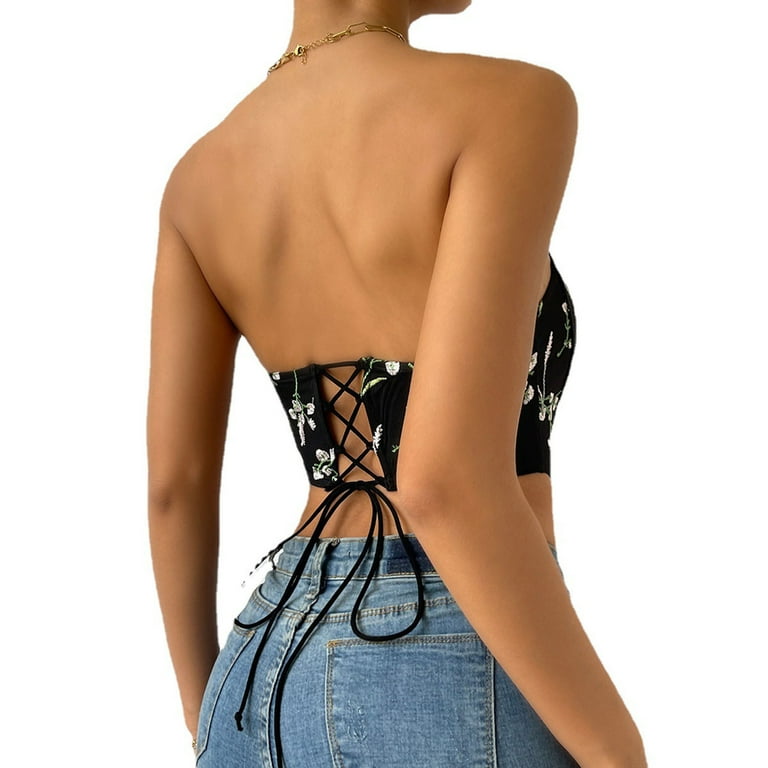 Women's Sexy Halter Corset Tops Vintage Floral Lace Up Backless Boned  Bustier Bodyshaper Summer Plus Size Crop Tops : : Clothing, Shoes  