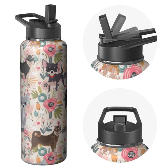 40oz Hydration Bottle Dog Inspired for Camping & Hiking Sports Vacuum Insulated Stainless Steel Leak Proof