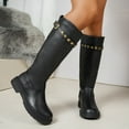 thumbnail image 2 of Black Feminine Fashion Casual Winter Long Boots With Round Toe And Front Lace-Up For Breathable Design, 2 of 8