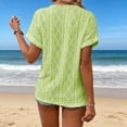 thumbnail image 5 of PIWHJQK Women Casual Short Sleeve T Shirt Blouses Women V-neck Solid Tee Top Casual Button Summer Fashion Style Summer Outfits, 5 of 6