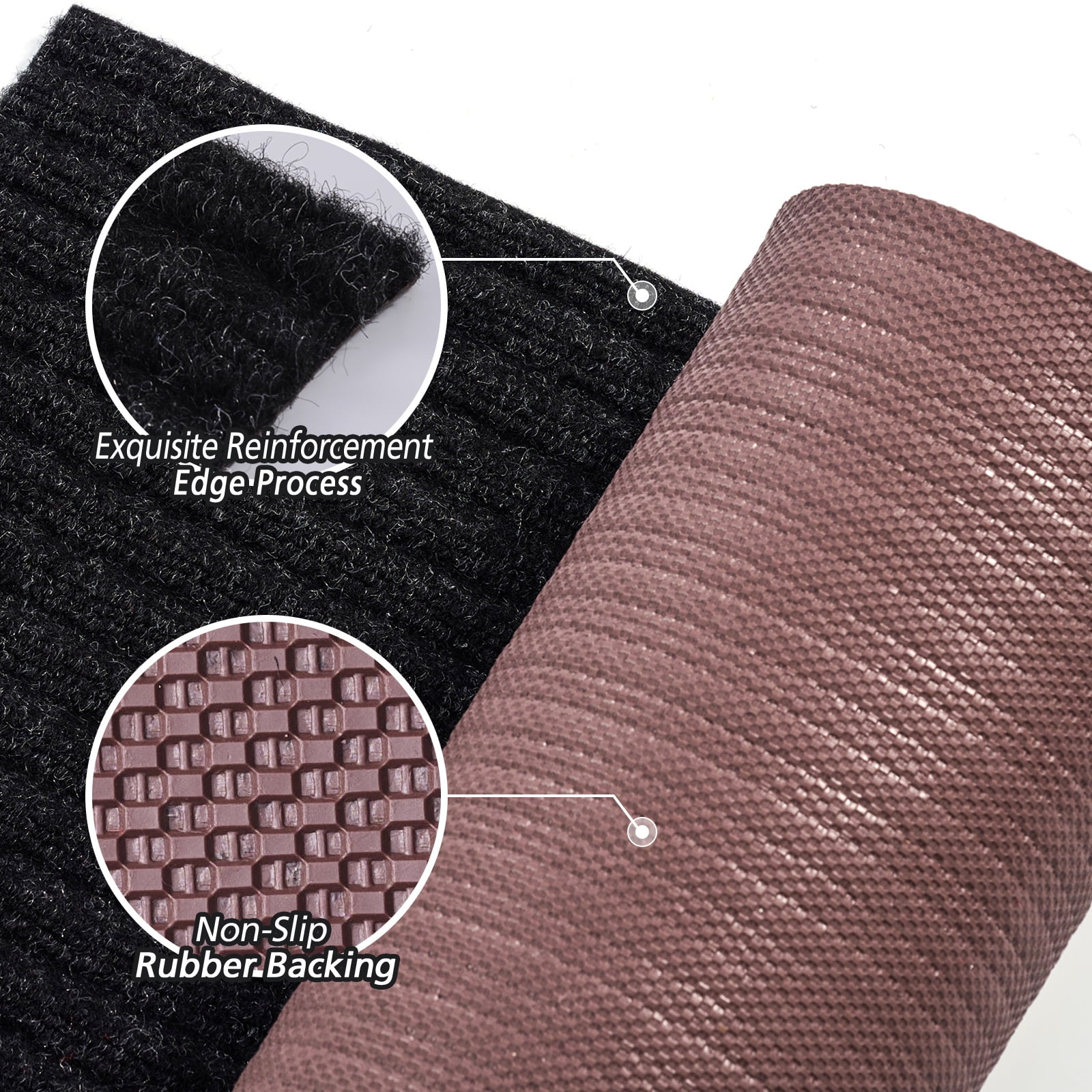 Morefany Outdoor Indoor Runner Rug Custom Size Rugs Non-Slip Hallway Carpet Runners with Rubber Backing Mat for Kitchen Entryway Garage Laundry 3ft x 21ft, Black Striped