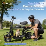 EILLEO Pro Electric Scooter With Seats For Adults, 750W Motor with Pet Basket for Pets & Groceries,18.75MPH 20 Mile Range E-Bike with Seat & Dual Brakes