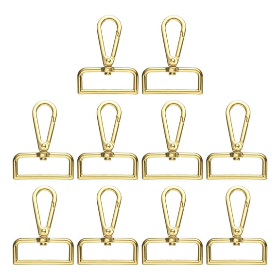 Uxcell 10pcs Metal D Ring Lobster Claw Clasp 1.5" 360° Swivel Snap Hook, Gold