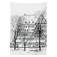 thumbnail image 3 of Ambesonne Autumn Tablecloth Rectangular Table Cover, European Town Street, 52"x70", Black White, 3 of 4