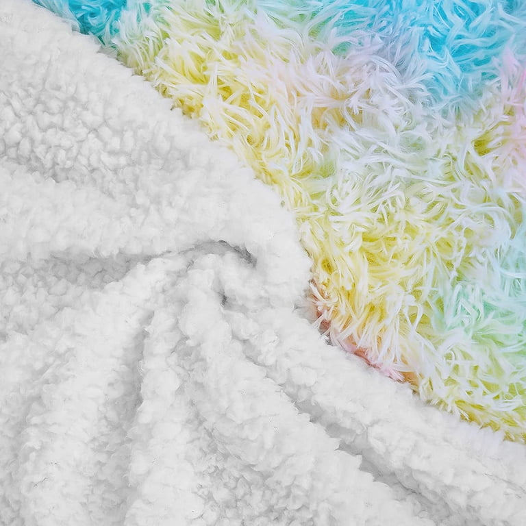 Lochas Plush Fluffy Soft Rainbow Blanket for Couch Bed Sofa Kids