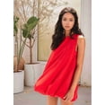 thumbnail image 4 of Mini Dress for Women Summer Sleeveless Keyhole Tie Back Tank Short Dress Crew Neck Sundress with Pockets Red L, 4 of 8
