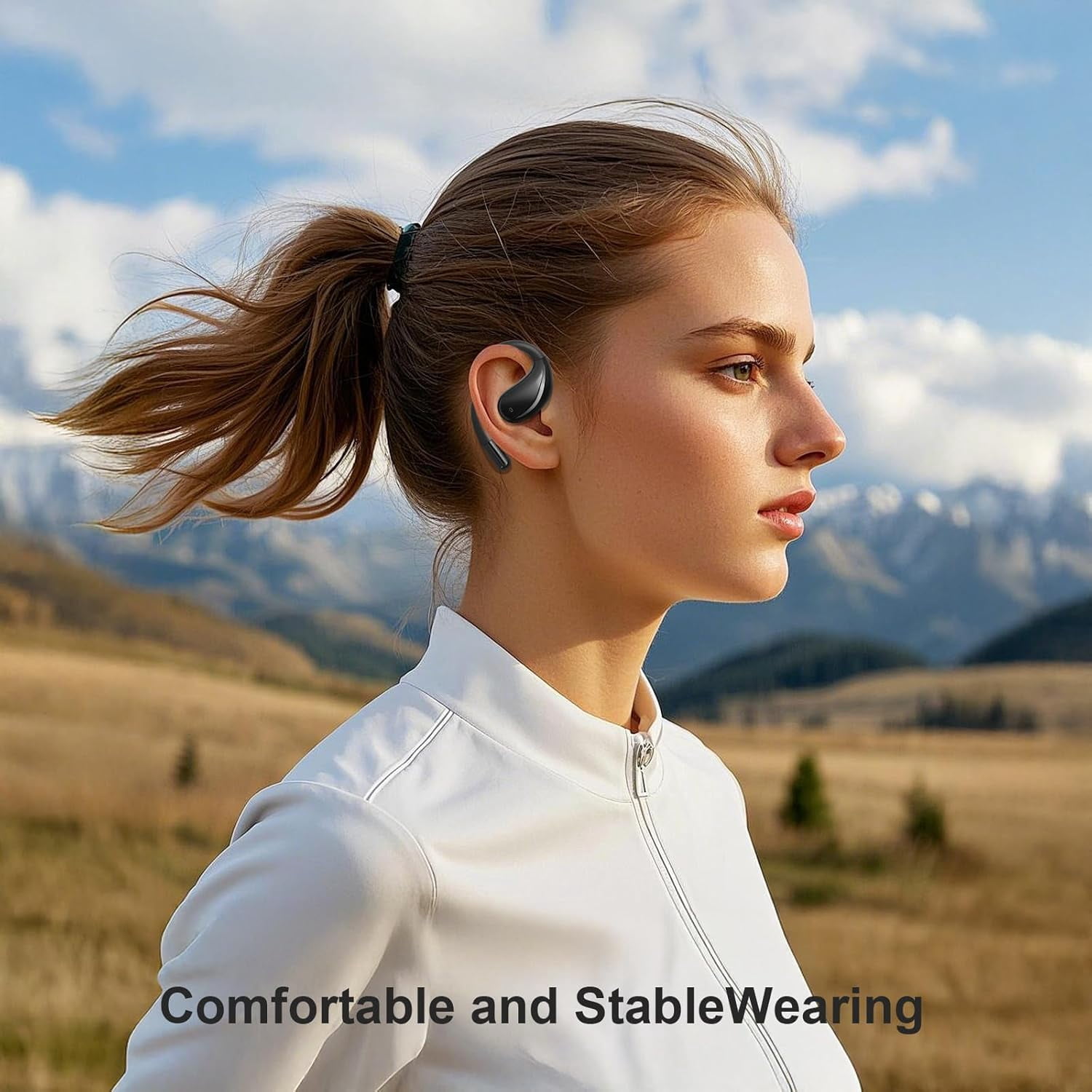 Wrongduck Open Ear Clip Wireless Earbuds 2026 Upgrade, Bluetooth 5.4 Bone Conduction Headphones with LED Display Case, IPX7 Waterproof Ear Hooks for Running Office Black