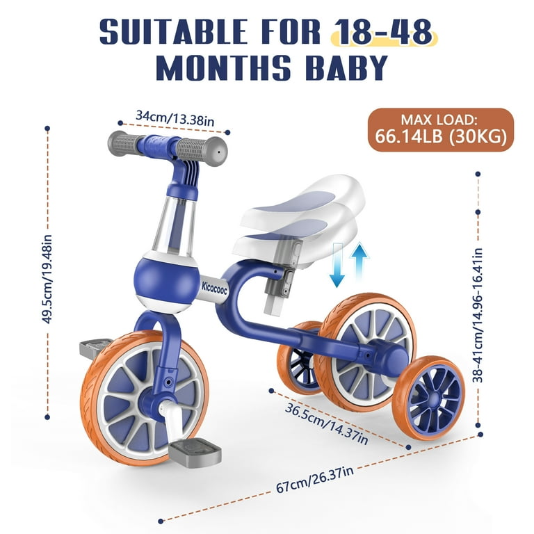 大人気新品セール ブ Kicacooc 1 in 3 Girls Boys Old Yr 2-4 for Tricycle Kids 自転車本体