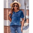 thumbnail image 3 of Zeagoo Tunic Tops for Women Business Casual Puff Short Sleeve Summer Outfit Loose Fit Shirt Crewneck Flowy Blouses, 3 of 5