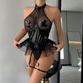 thumbnail image 5 of Gibobby Conjunto de lencería Conjunto de Ropa Interior Sexy para Mujer Lenceria Erotica De Encaje con Cuello Sensual Lenceria Sexy para Mujer(Negro, XG), 5 of 5