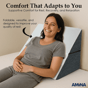 AMiNA 12 Bed Wedge Pillow – Washable Cover, Portable (Gray & White)