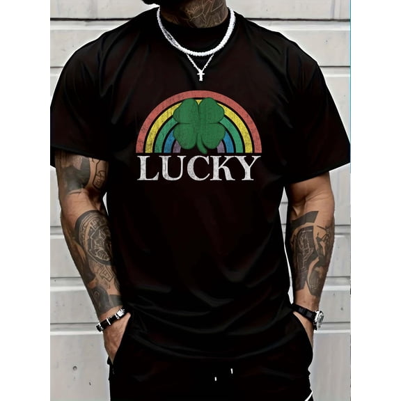 100% Cotton Lucky Shamrock St. Patrick's Day Saint Paddy's Rainbow Irish T-Shirt Graphic T-shirts for men and women