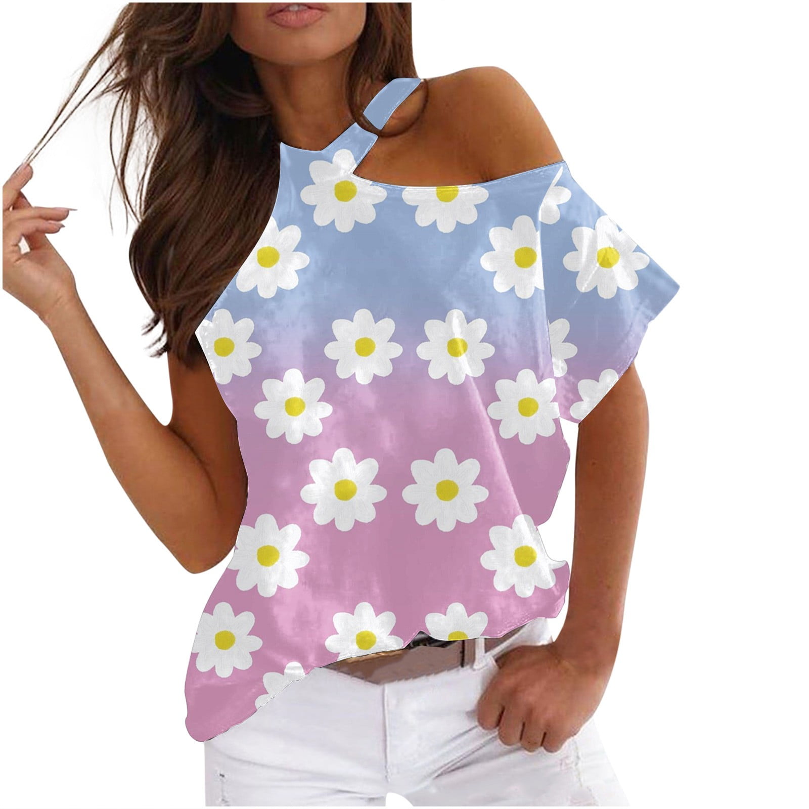 ASERTYL Womens Casual T-Shirt Blouses Summer Ladies Short Sleeve High Low Short Mini Dress