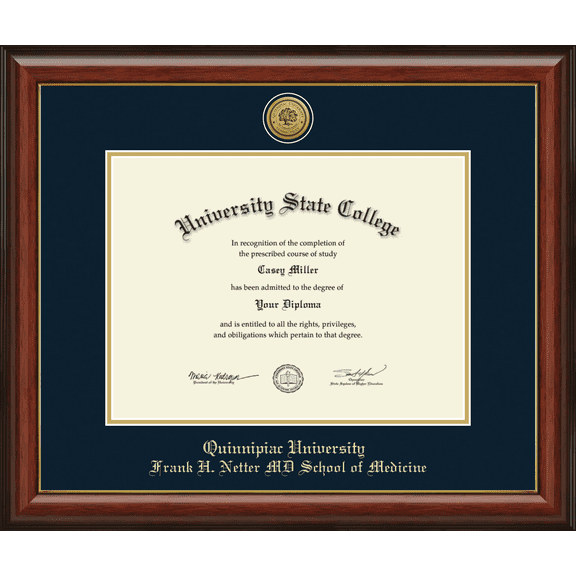 Quinnipiac University Frank H. Netter MD School of Medicine Diploma Frame, Document Size 16" x 12"