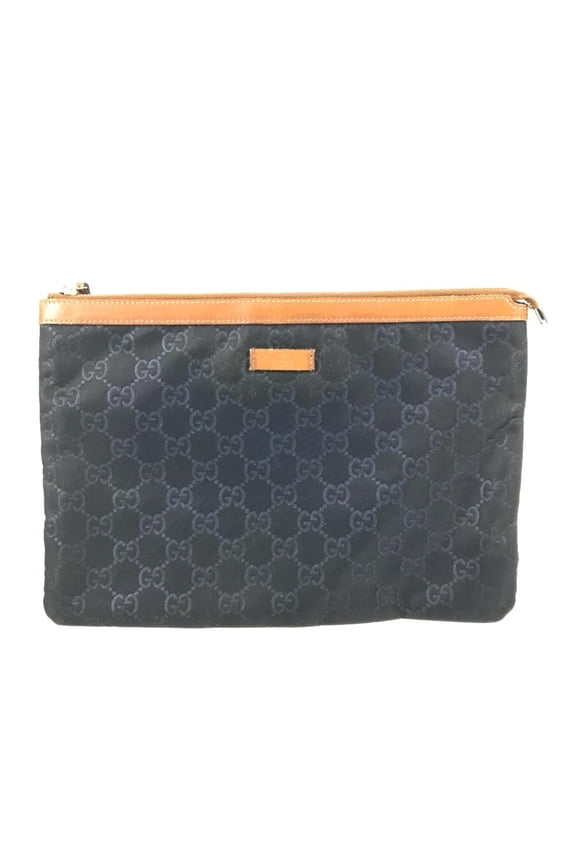 Pre-Owned GUCCI 286209 GG logo all-over pattern pouch bag clutch leather nylon men's... (Fair)
