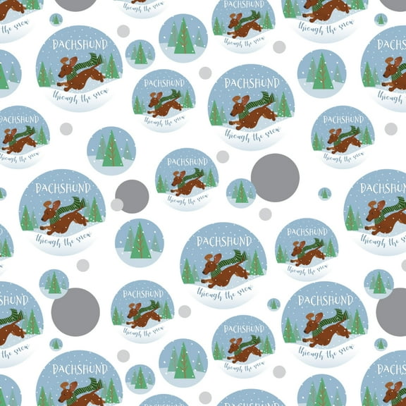 Dachshund Dashing Through the Snow Winter Christmas Premium Gift Wrap Wrapping Paper Roll