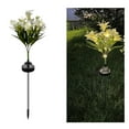 thumbnail image 1 of Lámpara solar de jardín para exteriores con flor de lirio | Lámpara LED artificial de 7 cabezas | Resistente al agua IP65 | Colores blanco, amarillo, azul y rosa | Decoración solar para patios, 1 of 5