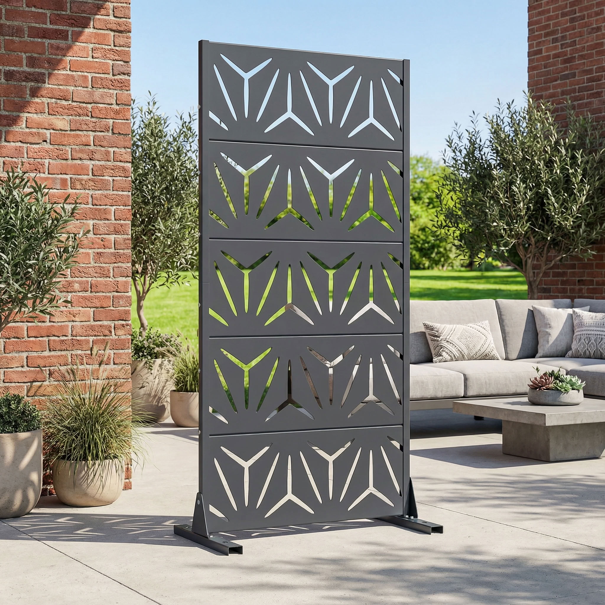 MAYEERTY 5 Panels Metal Outdoor Garden Privacy Screen Panel Patio Backyard Decorative Privacy Fence Divider, 59×29.5×15.7in