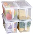 thumbnail image 1 of Hérmeticos y Refractarios,MineDecor Contenedores de almacenamiento de plástico Organizador de almacenamiento de alimentos cuadrado Organizador de refrigerador apilable Contenedores de cocina con tapas para frutas Verduras Carne Huevo (juego de 4) Vhermosa HMHZ1672, 1 of 6