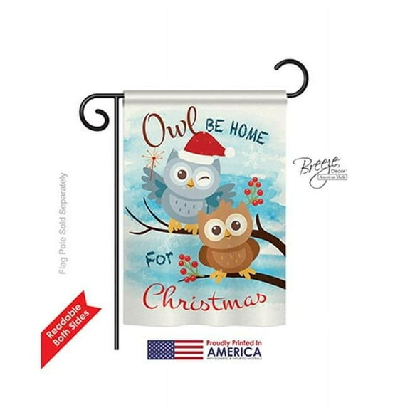 Breeze Decor 64004 Christmas Owl Xmas 2-Sided Impression Garden Flag - 13 x 18.5 in.