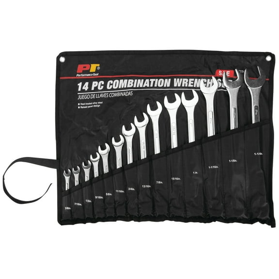 Performance Tool W1114 Sae Combination Wrench Set, 14-Piece
